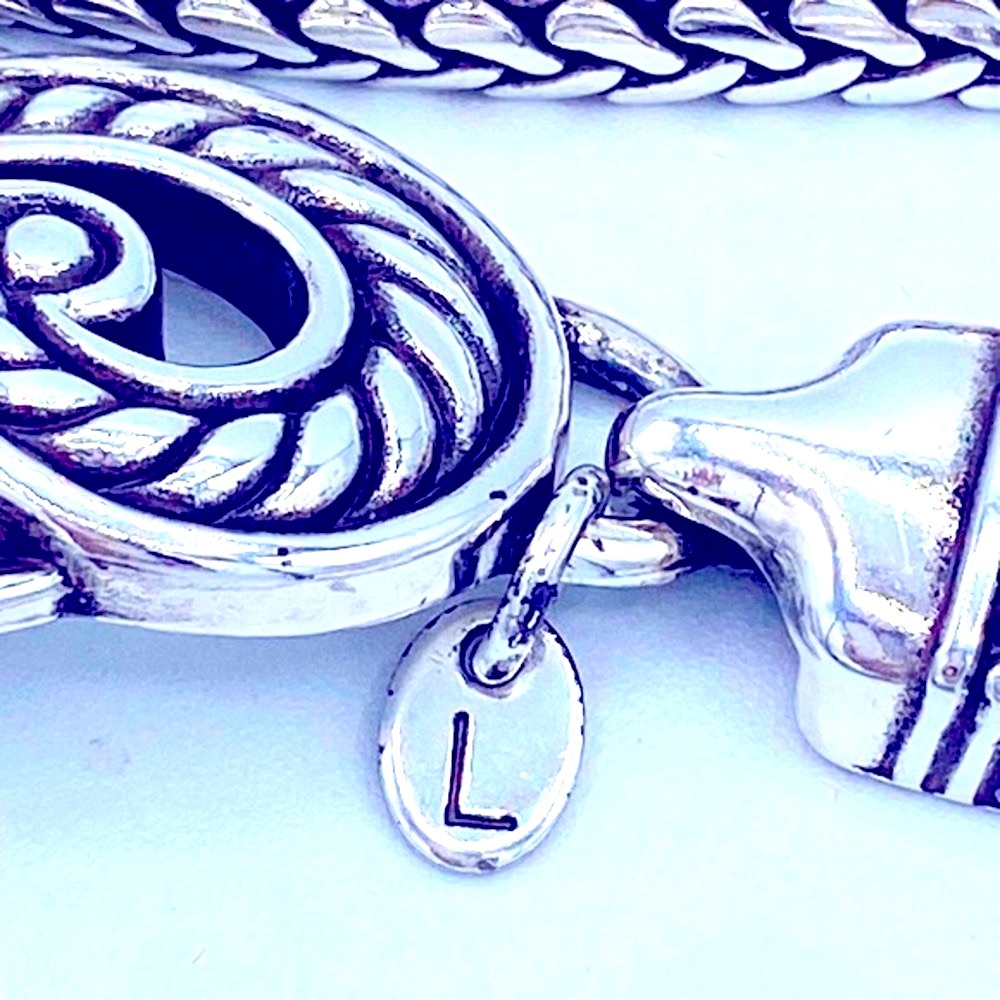 1990s Signed Brighton Silver Toned Adjustable Metallic Belt Size Large Beautiful - Picture 4 of 10